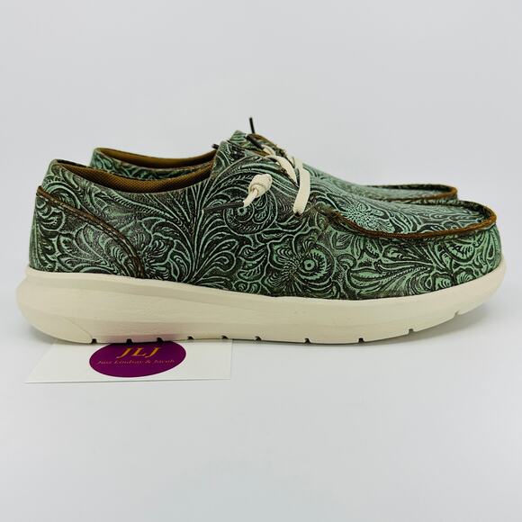 Ariat Women's Hilo Vintage Turquoise Embossed Leather Slip On Shoes Size 7.5 - Picture 1 of 11